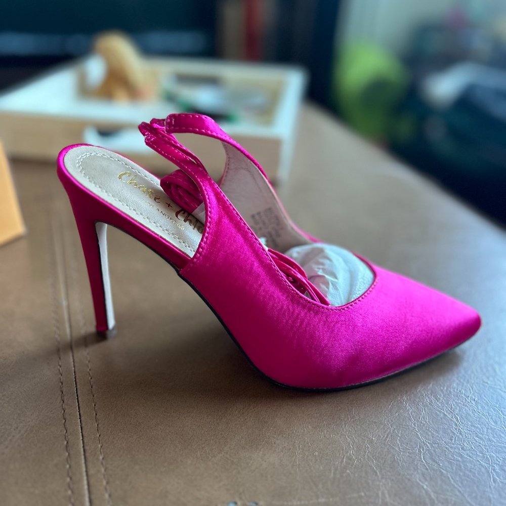 BRAND NEW SATIN PINK HEELS